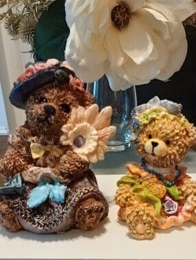 Pair of Decorative Teddy Bear Figurines - Let Play Dress Up!